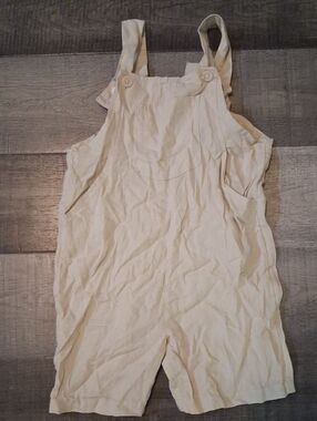 Children's Cream Shortall Overalls with Button Straps